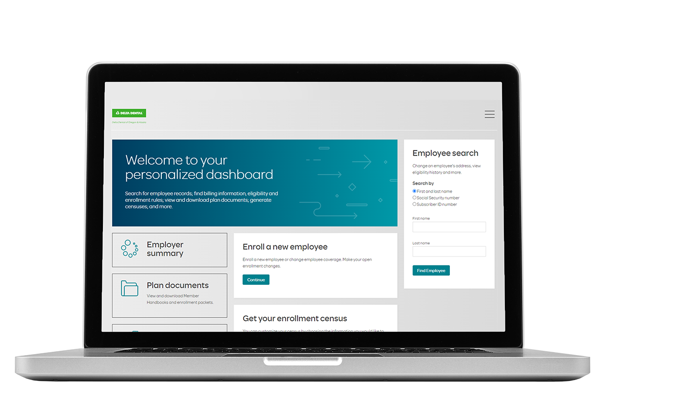 Delta Dental of Oregon's Employer Dashboard