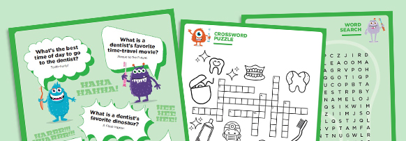 Kids corner, fun games kids can play to learn about oral health.